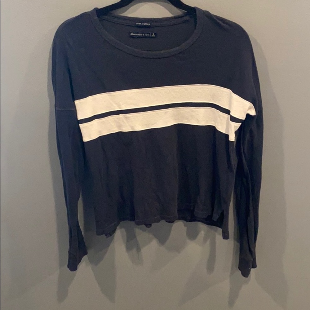 Long sleeve blue and white shirt